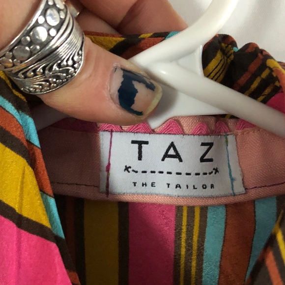 Striped Multicolor Blouse with Bow Tie - Picture 2 of 5